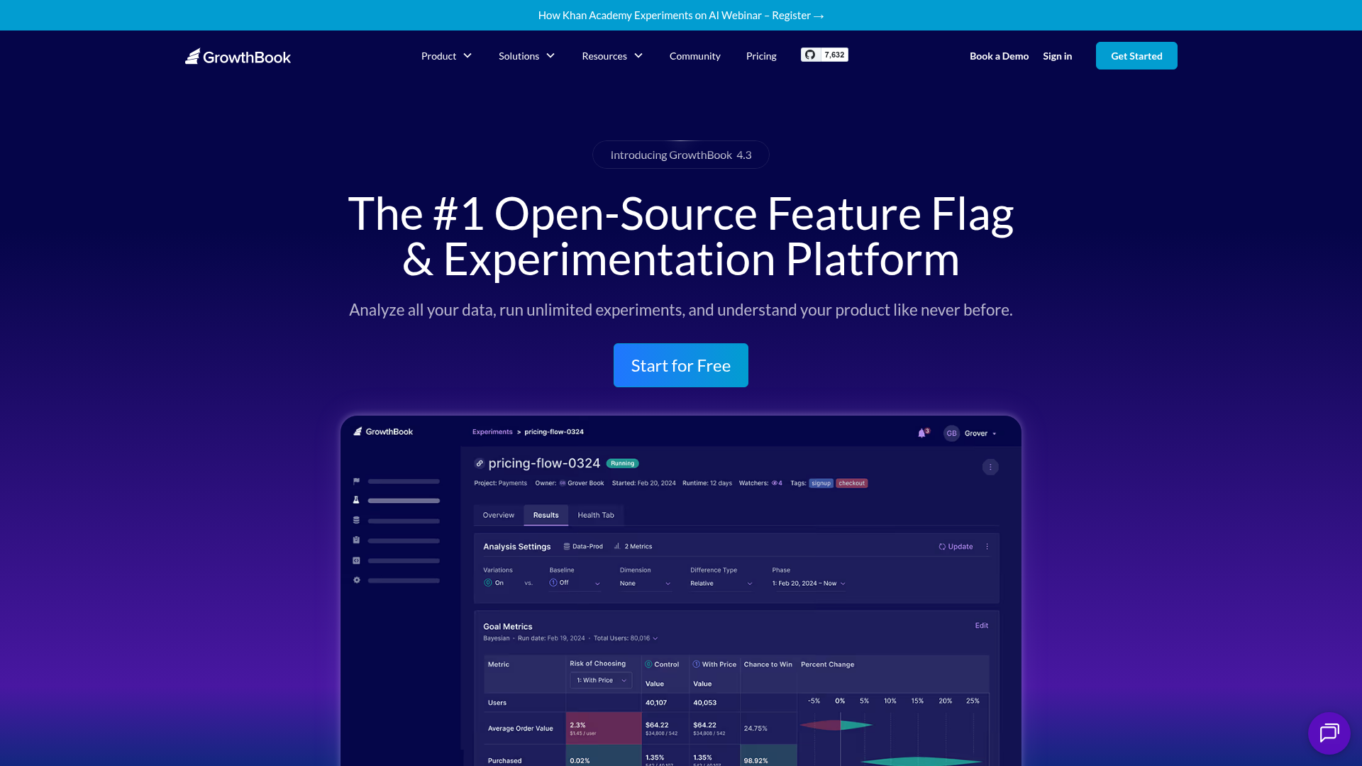 GrowthBook — Best for Warehouse-Native Teams interface